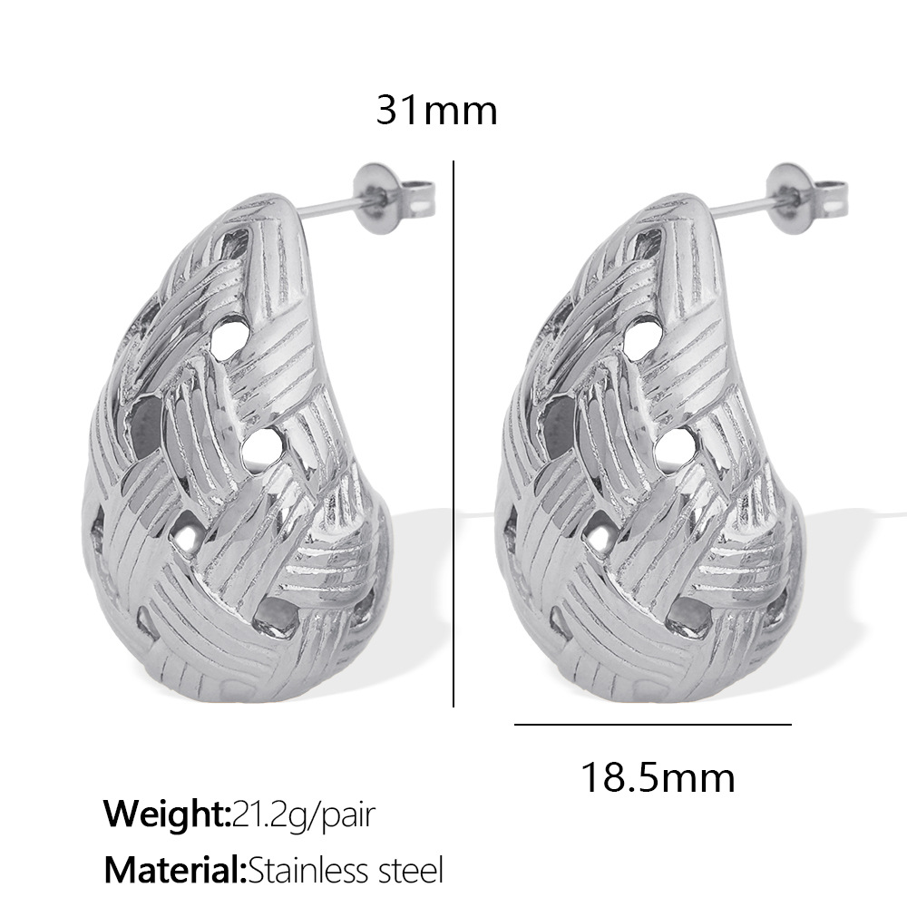 1 pair simple series simple droplet stainless steel  gold plated women stud earrings